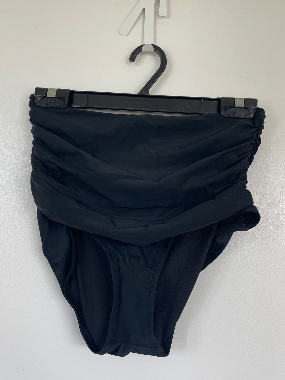 High-Waist Black Ruched Swim Bottoms